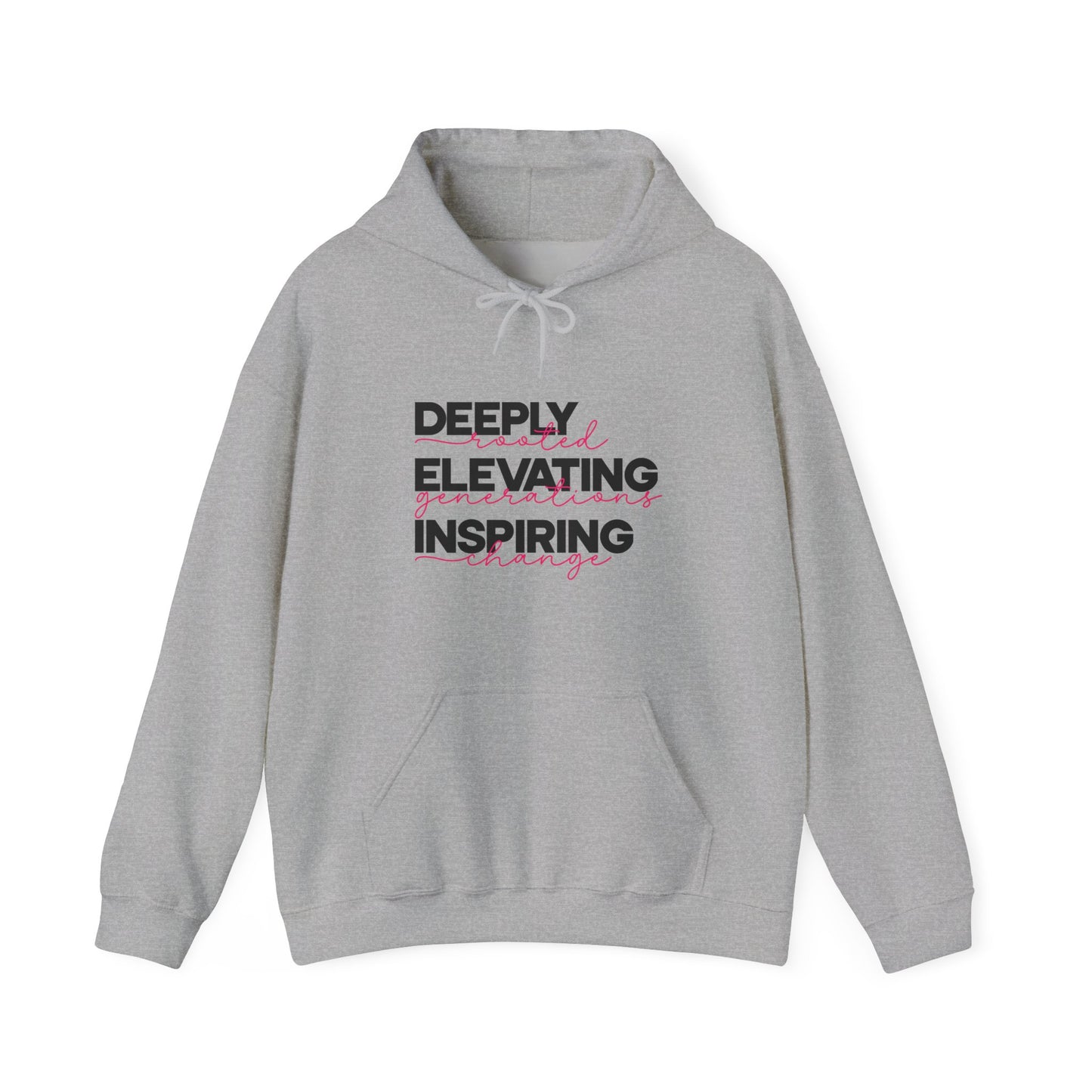 Deeply Elevating Inspiring | Hooded Sweatshirt, Cozy Unisex Hoodie, Perfect Gift for Graduates, Casual Streetwear, Motivation Apparel