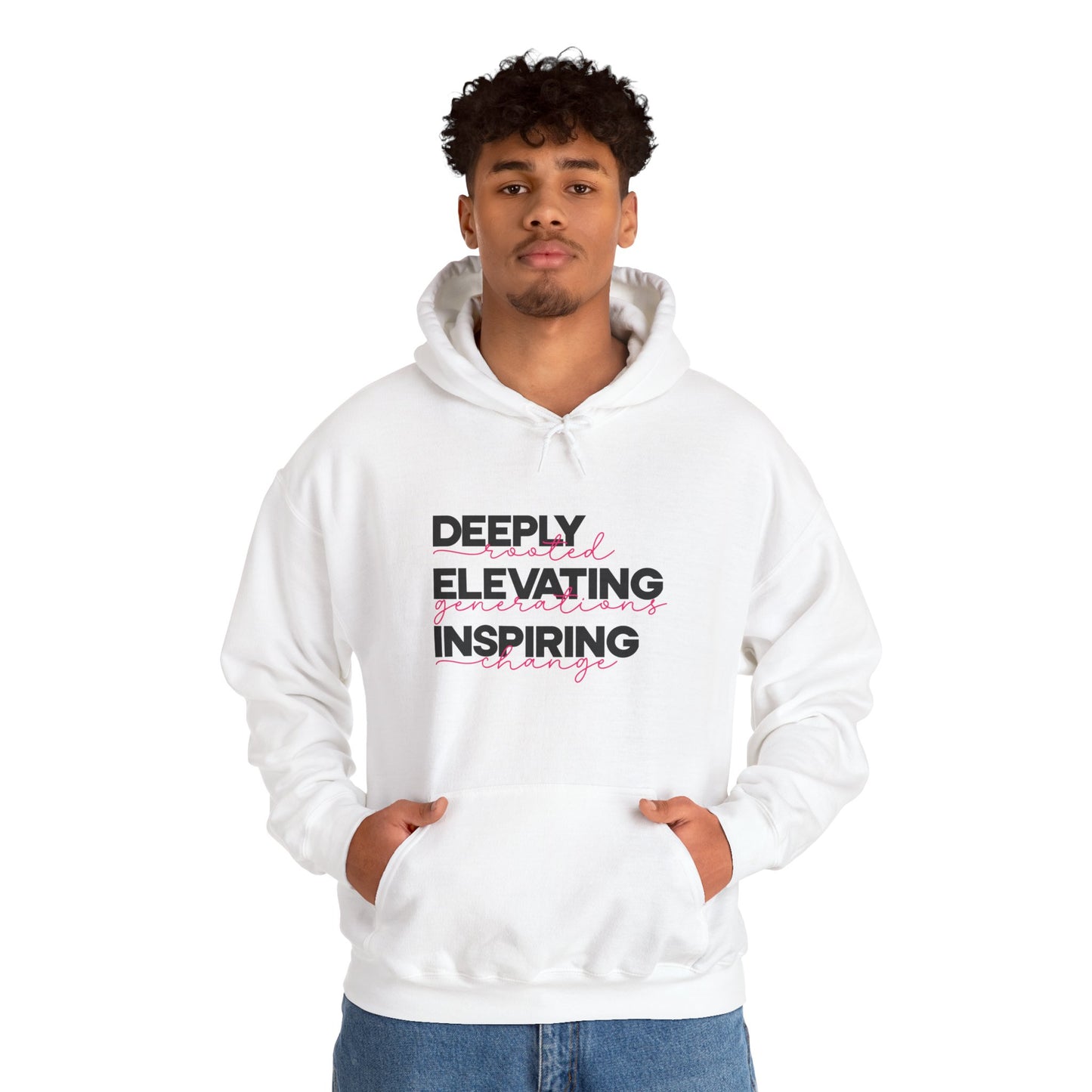 Deeply Elevating Inspiring | Hooded Sweatshirt, Cozy Unisex Hoodie, Perfect Gift for Graduates, Casual Streetwear, Motivation Apparel