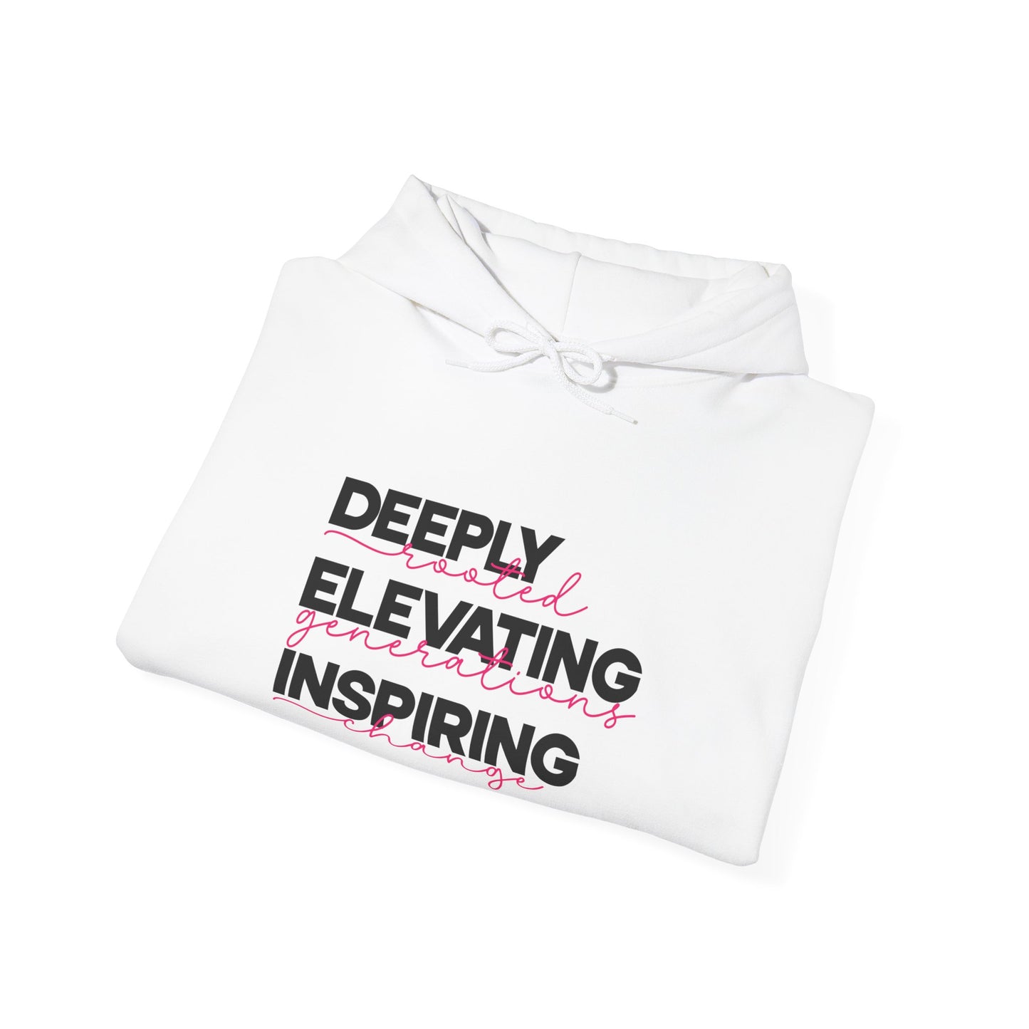 Deeply Elevating Inspiring | Hooded Sweatshirt, Cozy Unisex Hoodie, Perfect Gift for Graduates, Casual Streetwear, Motivation Apparel