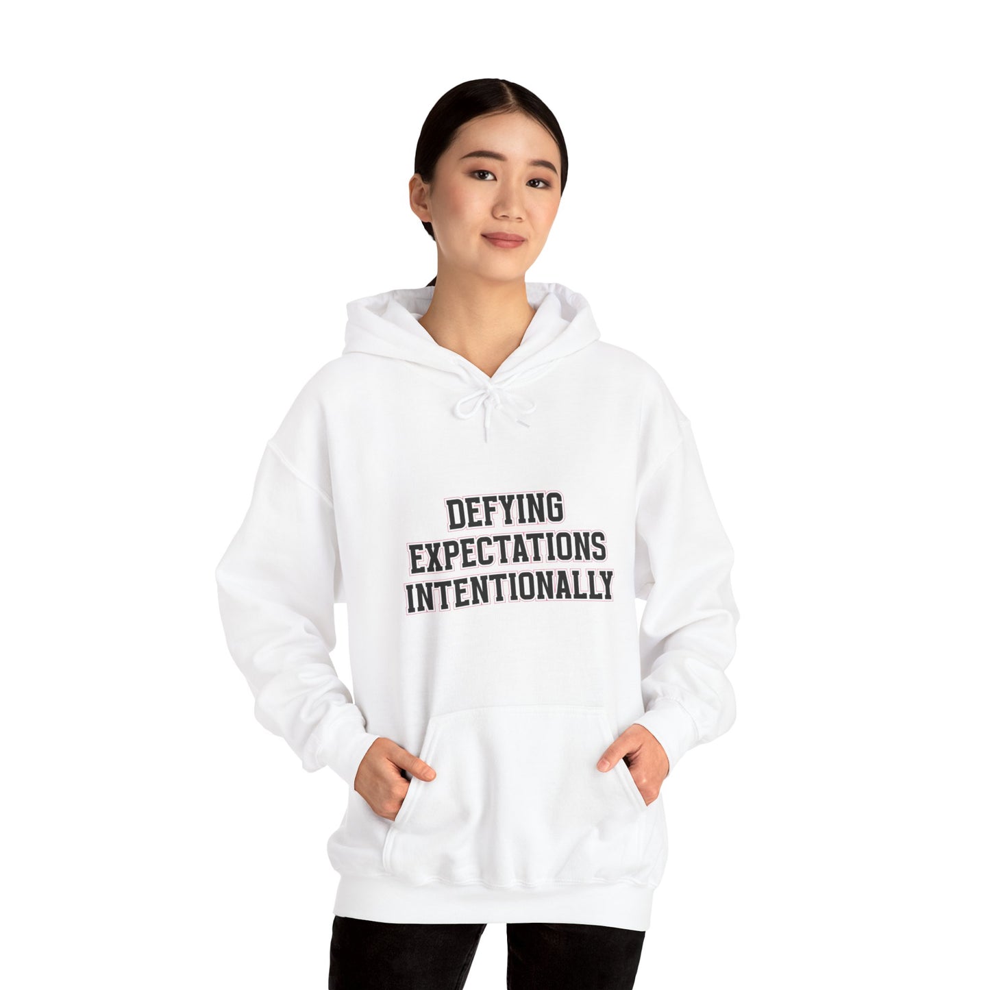 Defying Expectations INTENTIONALLY | Hooded Sweatshirt, Cozy Unisex Hoodie, Perfect Gift for Graduates, Casual Streetwear, Motivation Apparel