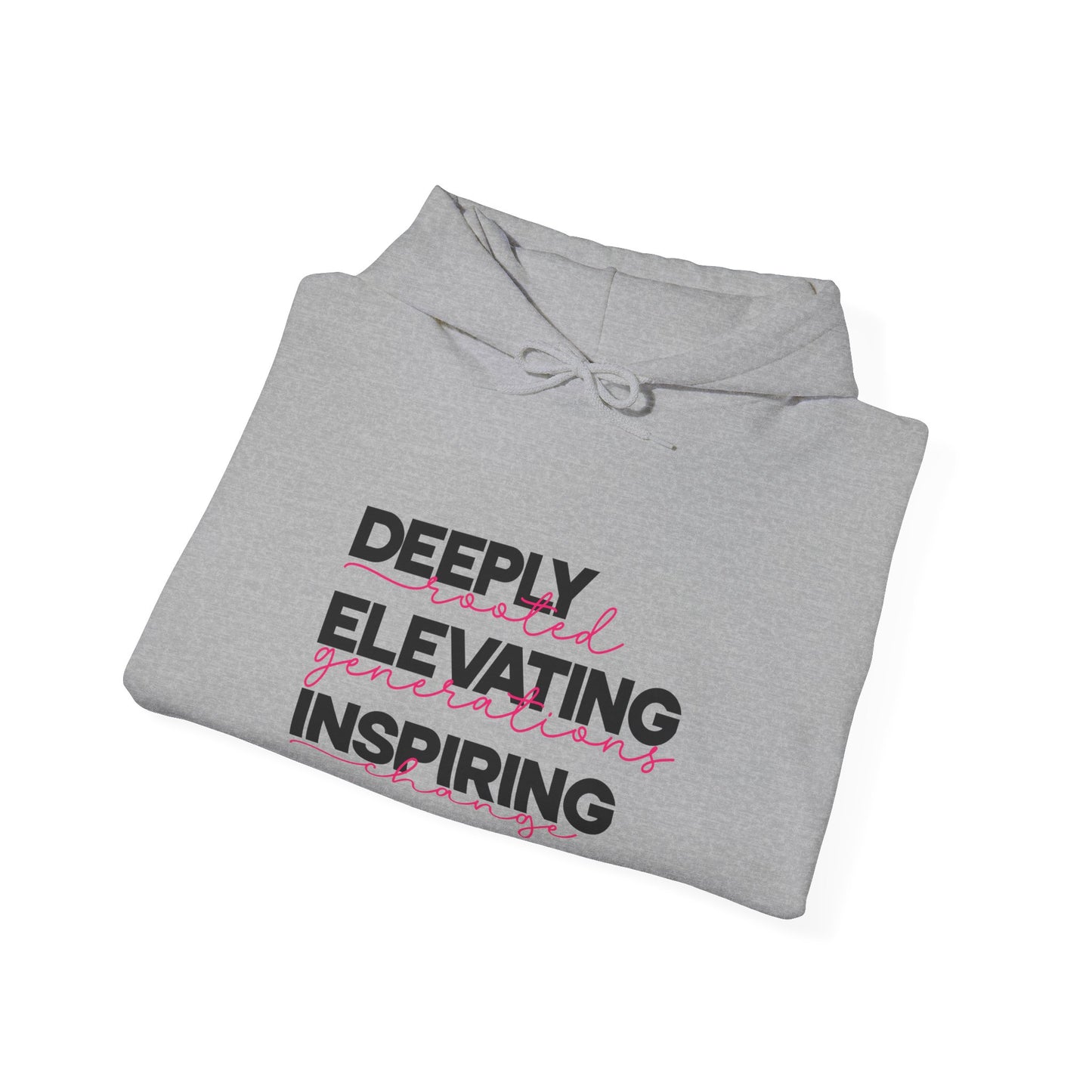 Deeply Elevating Inspiring | Hooded Sweatshirt, Cozy Unisex Hoodie, Perfect Gift for Graduates, Casual Streetwear, Motivation Apparel