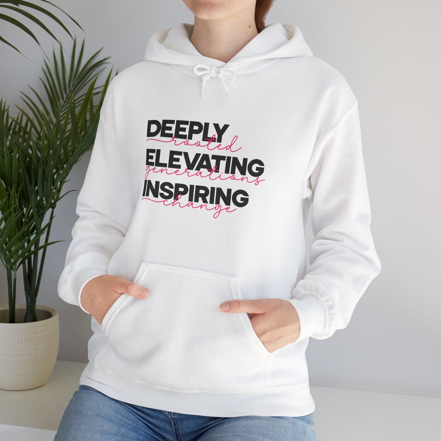 Deeply Elevating Inspiring | Hooded Sweatshirt, Cozy Unisex Hoodie, Perfect Gift for Graduates, Casual Streetwear, Motivation Apparel