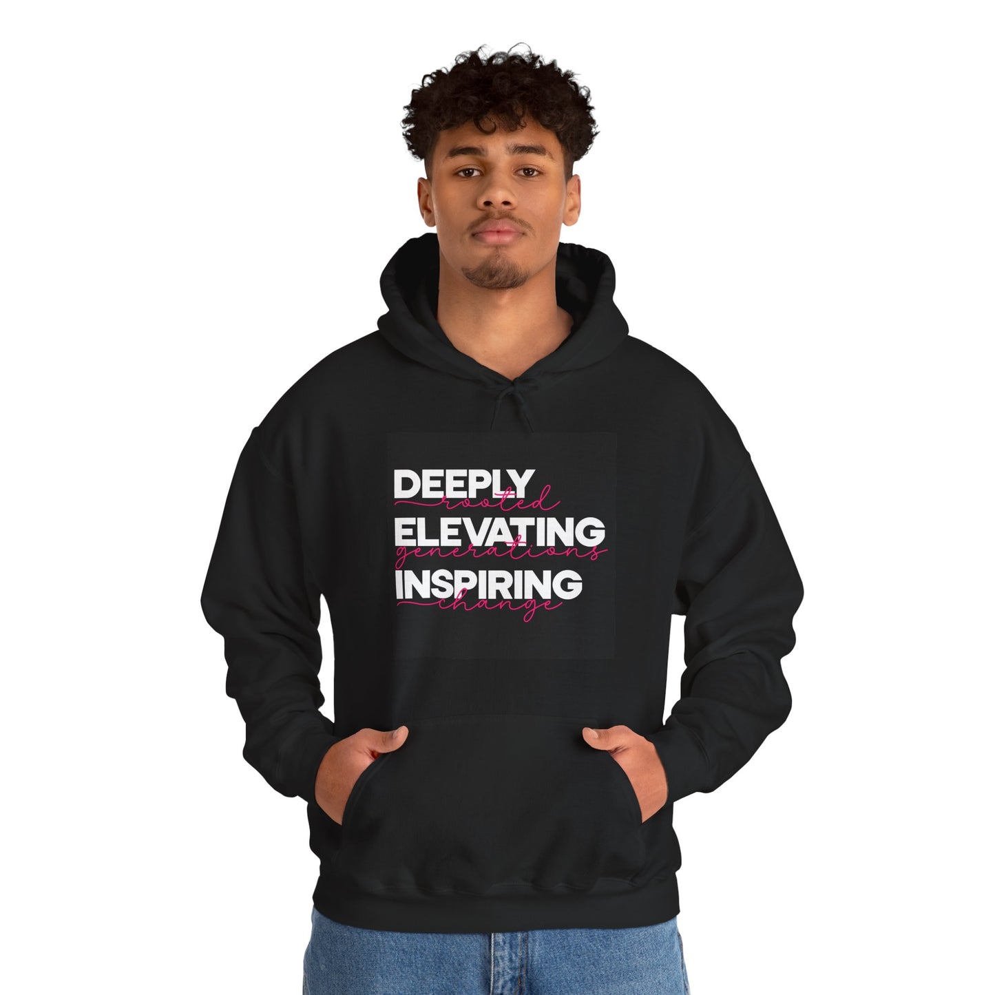 Deeply Elevating Inspiring | Hooded Sweatshirt, Cozy Unisex Hoodie, Perfect Gift for Graduates, Casual Streetwear, Motivation Apparel