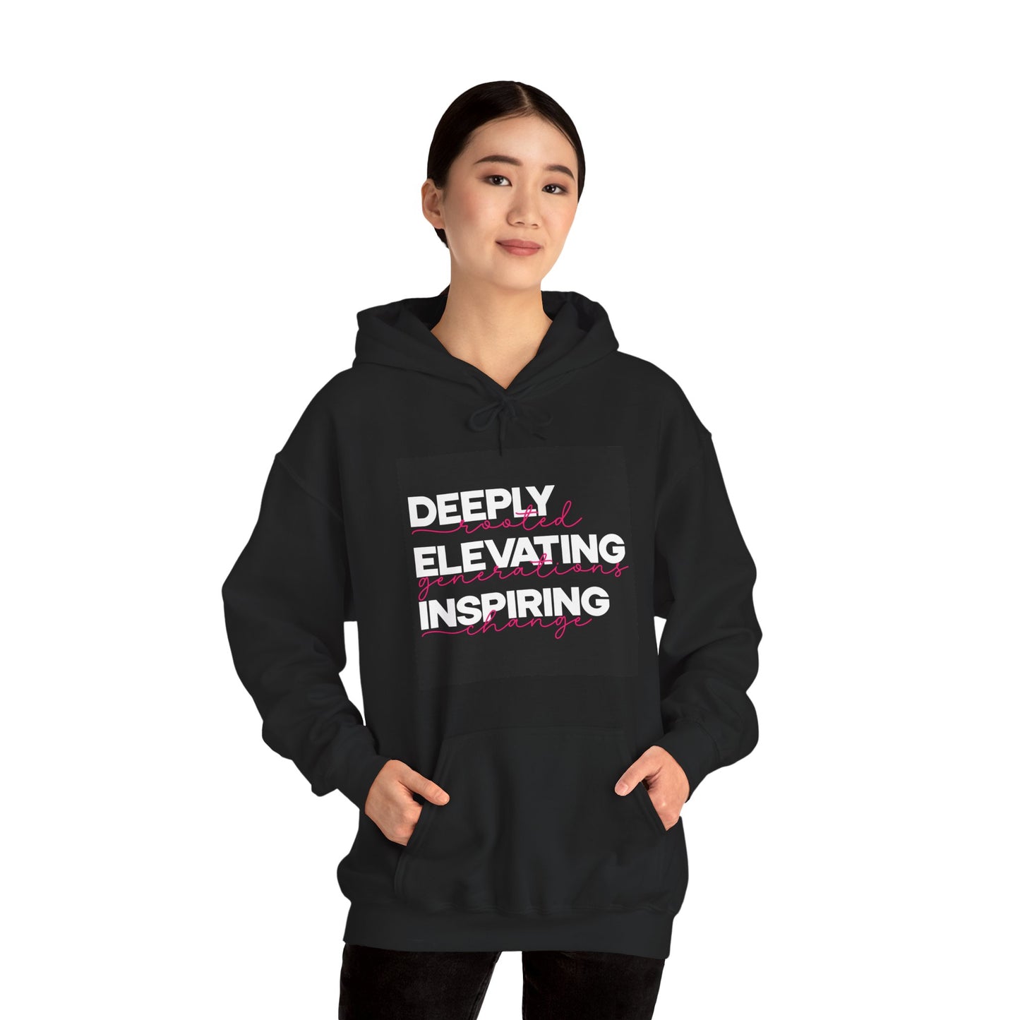 Deeply Elevating Inspiring | Hooded Sweatshirt, Cozy Unisex Hoodie, Perfect Gift for Graduates, Casual Streetwear, Motivation Apparel