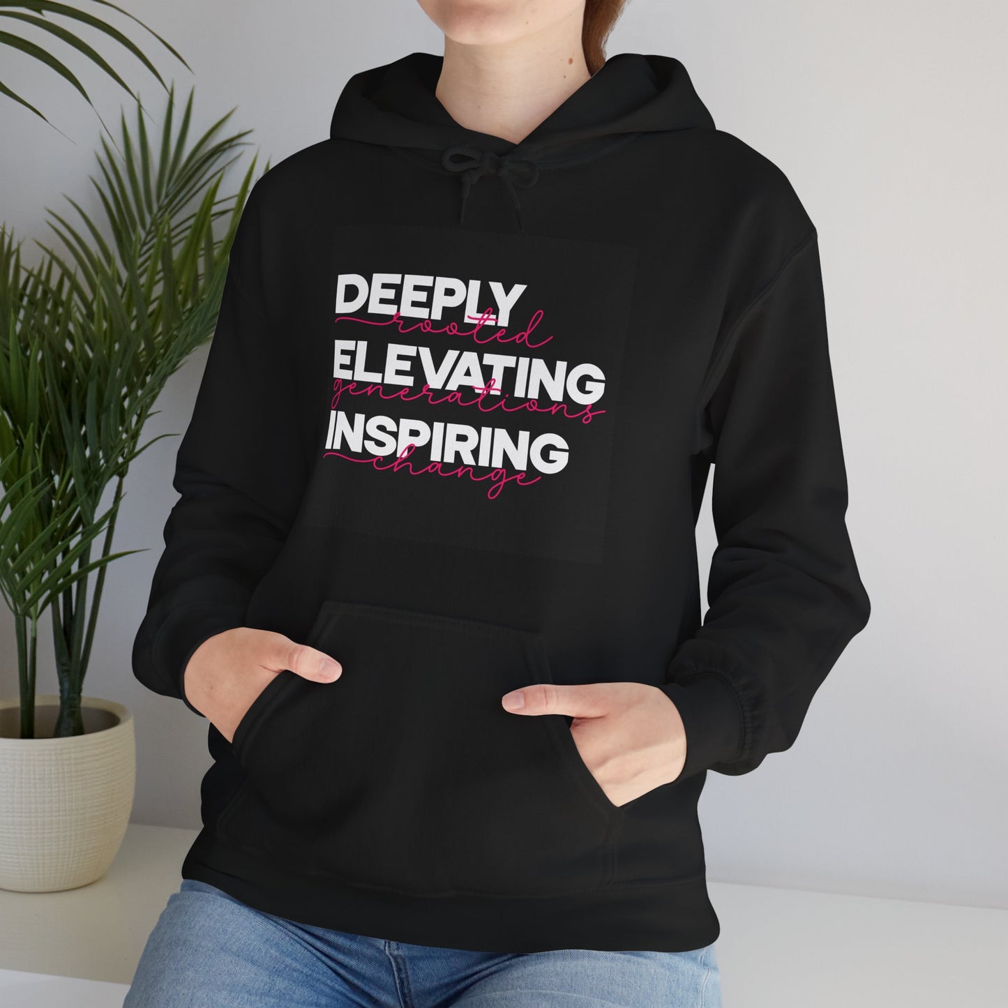 Deeply Elevating Inspiring | Hooded Sweatshirt, Cozy Unisex Hoodie, Perfect Gift for Graduates, Casual Streetwear, Motivation Apparel