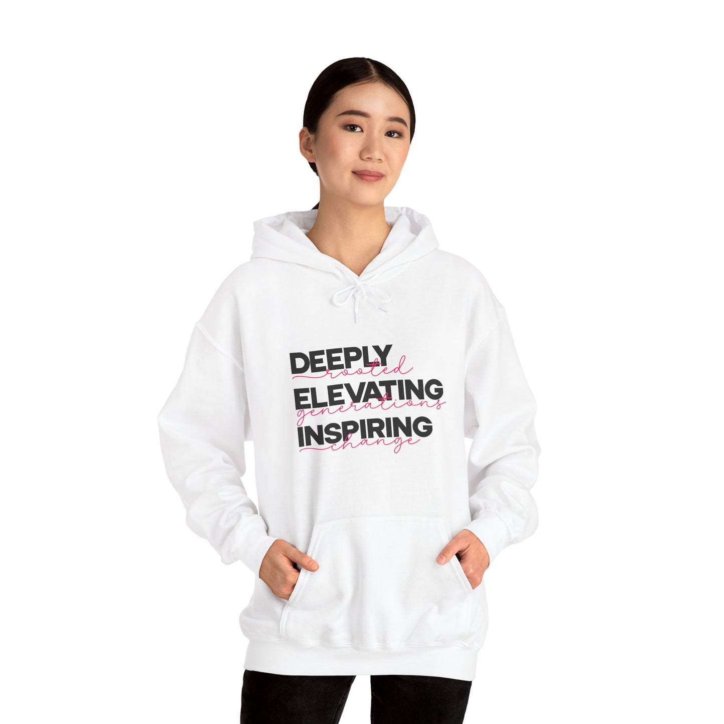 Deeply Elevating Inspiring | Hooded Sweatshirt, Cozy Unisex Hoodie, Perfect Gift for Graduates, Casual Streetwear, Motivation Apparel