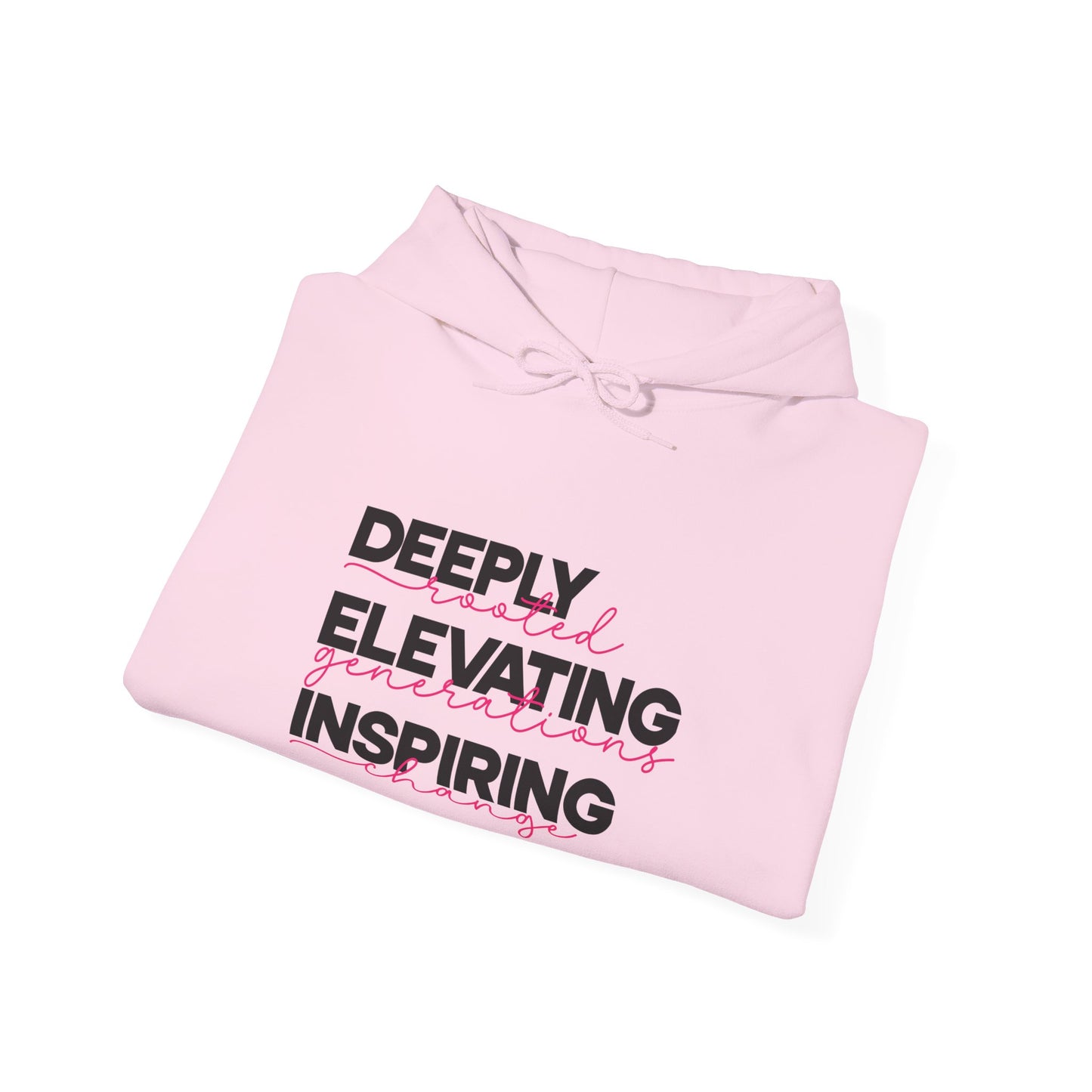 Deeply Elevating Inspiring | Hooded Sweatshirt, Cozy Unisex Hoodie, Perfect Gift for Graduates, Casual Streetwear, Motivation Apparel